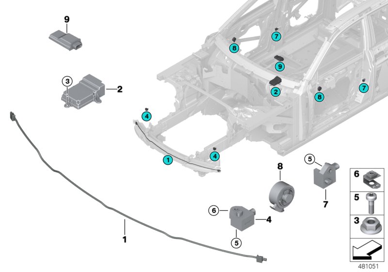 Электрические детали НПБ для BMW RR11 Phantom N74L (схема запчастей)