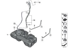 Топливный бак/дополнительные элементы для BMW F60 Cooper ALL4 B38C (схема запасных частей)