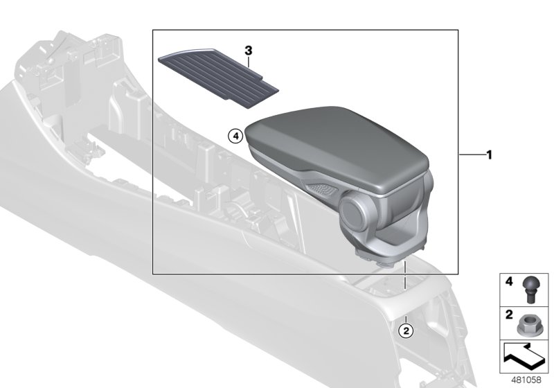 Подлокотник на центральной консоли для BMW F39 X2 18d B47B (схема запчастей)