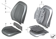 Набивка и обивка базового сиденья Пд для BMW F45N 218i B38C (схема запасных частей)