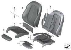 Набивка и обивка спортивного пер.сиденья для BMW F39 X2 18dX B47B (схема запасных частей)