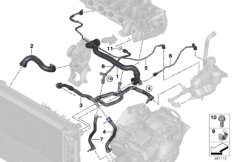 Шланги системы охлаждения для BMW F48N X1 18d B47 (схема запасных частей)