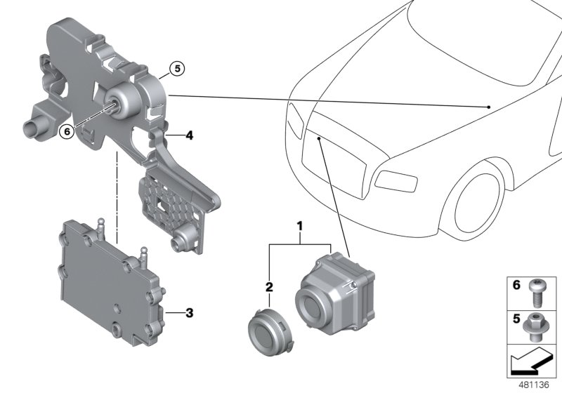 Камера системы ночного видения для BMW RR31 Cullinan N74L (схема запчастей)