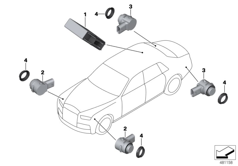 Системы парковки для BMW RR12 Phantom EWB N74L (схема запчастей)