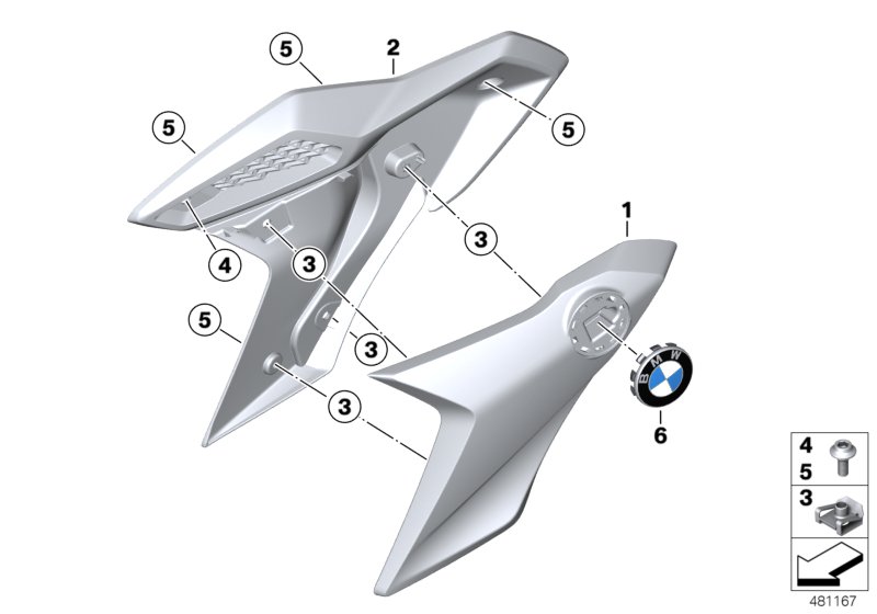 Боковая обшивка впереди заготовка для BMW K02 G 310 GS (0G02, 0G12) 0 (схема запчастей)