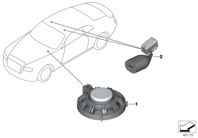 Детали устройства громкой связи для BMW RR12 Phantom EWB N74L (схема запчастей)