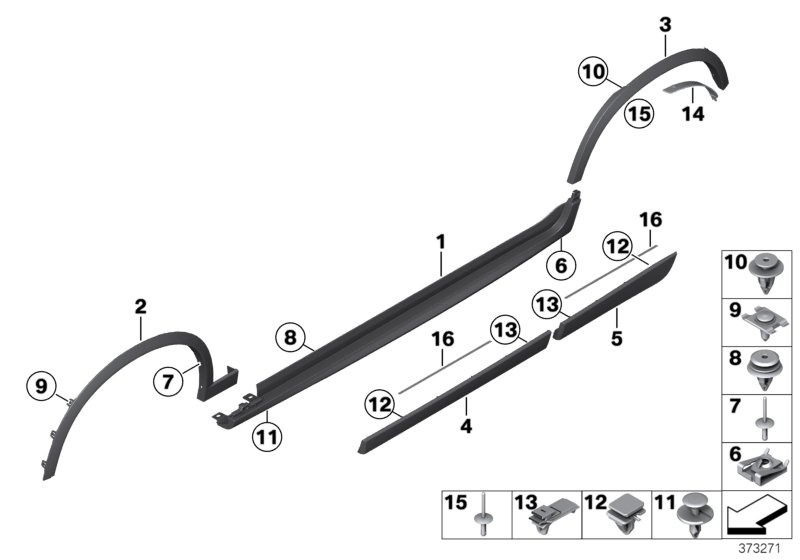 Накладка M порог / арка колеса для BMW F26 X4 30dX N57N (схема запчастей)