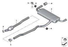 Система выпуска ОГ Зд для BMW F60 Cooper SD B47 (схема запасных частей)
