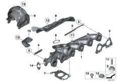 Выпускной коллектор-рециркуляция ОГ для BMW F33 435dX N57Z (схема запасных частей)