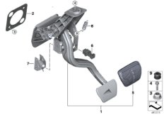 Педальный механизм АКПП для BMW G30 M550iX N63R (схема запасных частей)