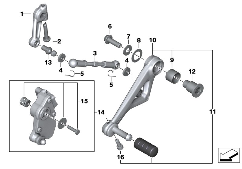 Внешние элементы механизма ПП для BMW K51 R 1250 GS Adv. (0J51, 0J53) 0 (схема запчастей)