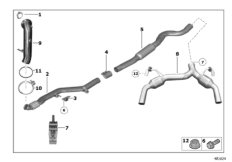 Система выпуска ОГ для BMW MOSP M235i Racing N55 (схема запасных частей)