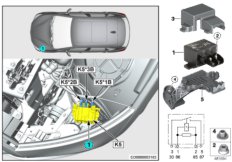 Реле электровентилятора двигателя K5 для BMW F46N 218d B47B (схема запасных частей)