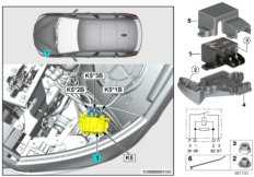 Реле электровентилятора двигателя K5 для BMW F48 X1 20iX B48 (схема запасных частей)