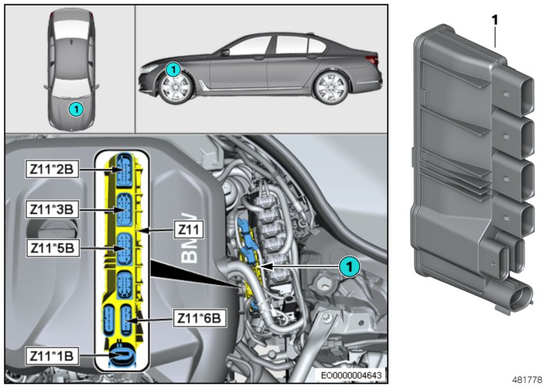 Встроенный модуль питания Z11 для BMW G30 520i 1.6 B48 (схема запчастей)