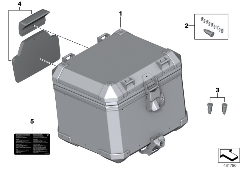 Алюминиевый топкейс для MOTO K81 F 850 GS (0B09, 0B19) 0 (схема запчастей)