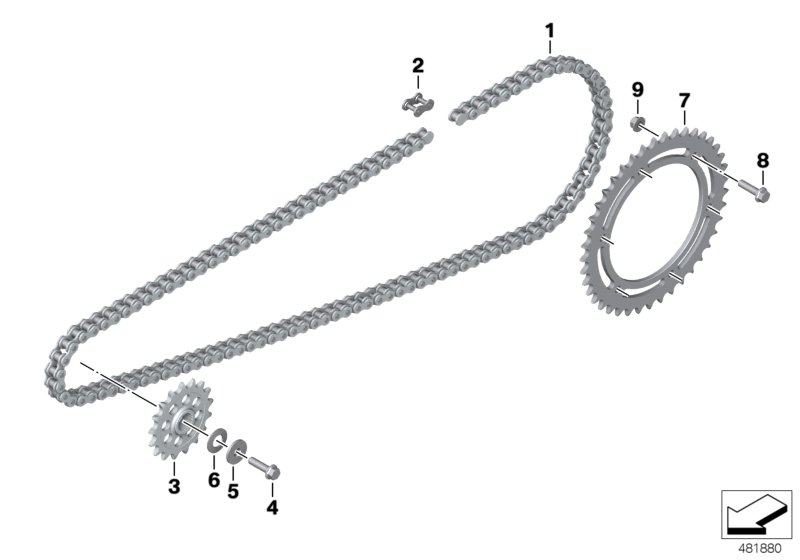 Цепной привод для BMW K03 G 310 R (0G01, 0G11) 0 (схема запчастей)