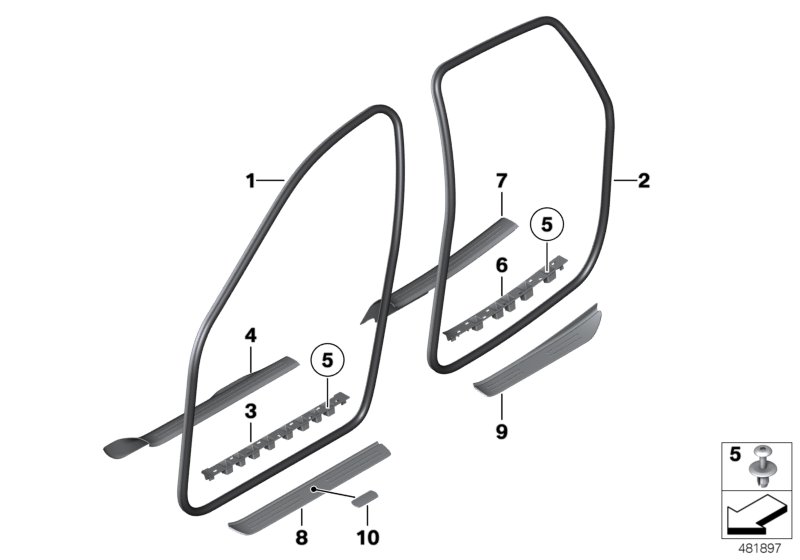 Защитная окантовка/накладка порога для BMW RR4 Ghost EWB N74R (схема запчастей)