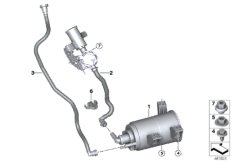 Фильтр с акт.углем/вентил.с.подачи топл. для BMW G32 640i B58C (схема запасных частей)