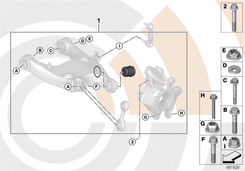 Ремкомплект шарового шарнира для BMW F11N M550dX N57X (схема запчастей)