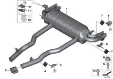 Система выпуска ОГ Зд для BMW RR31 Cullinan N74L (схема запасных частей)