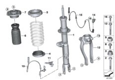 Стойка амортизатора Пд VDC/доп.элементы для BMW G30 530i B46 (схема запасных частей)