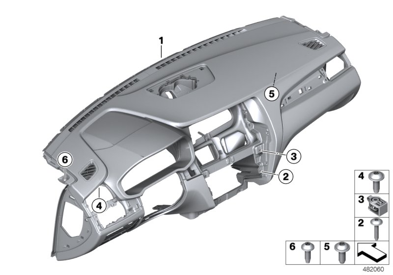 облицовка панели приборов для BMW F25 X3 18i N20 (схема запчастей)