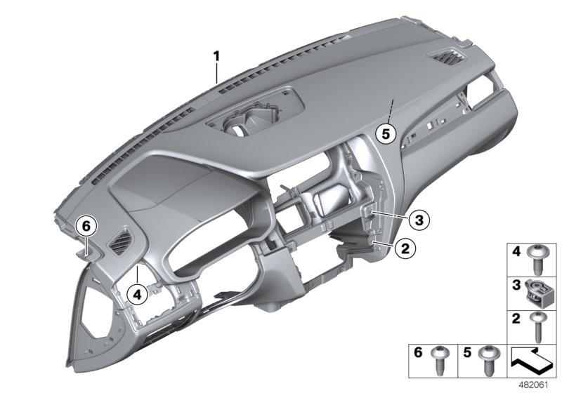 облицовка панели приборов для BMW F25 X3 18d N47N (схема запчастей)
