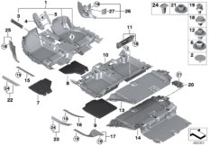 облицовка днища для BMW F46 214d B37 (схема запасных частей)