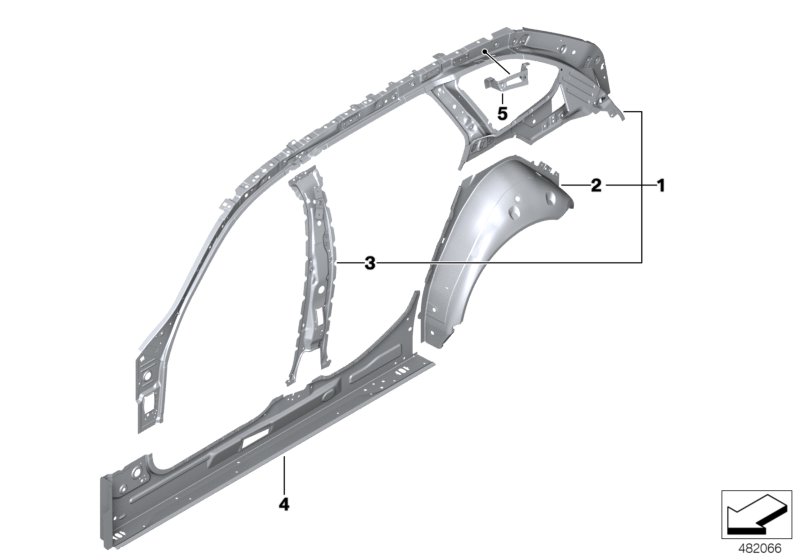 Боковой каркас Внутр для BMW G31 520i B48D (схема запчастей)