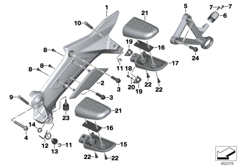 Планка упора для ног/упор для ног для MOTO K48 K 1600 GTL Excl. (0603, 0613) 0 (схема запчастей)