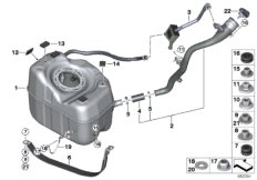 Топливный бак/дополнительные элементы для BMW F60 Cooper SE ALL4 B38X (схема запасных частей)