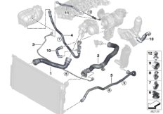 Шланги системы охлаждения для BMW F32N 425d B47 (схема запасных частей)