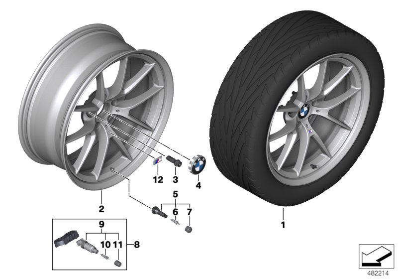 BMW л.м.колесо Y-образная спица 763M для BMW F80N M3 S55 (схема запчастей)