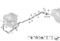 Трубопроводы хладагента под днищем для BMW F45N 225xe B38X (схема запасных частей)