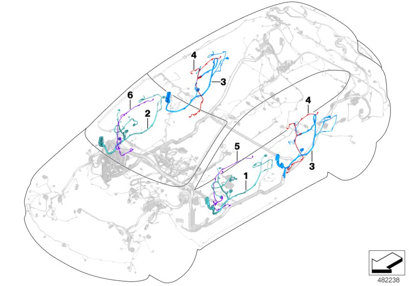 Жгуты проводов двери для BMW F39 X2 18d B47 (схема запчастей)