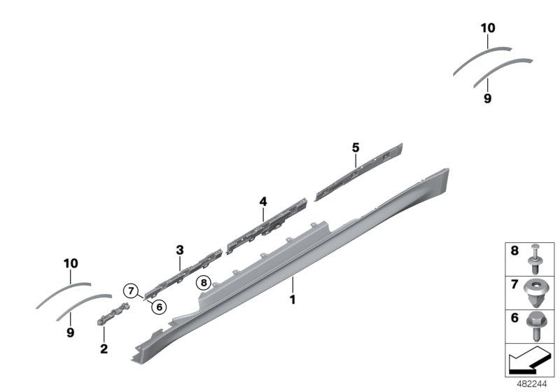 Накладка M порог / арка колеса для BMW F82 M4 S55 (схема запчастей)