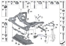 Балка пер.моста, попер.рычаг подв./тяга для BMW G32 640i B58C (схема запасных частей)