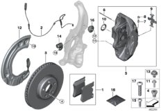 Тормозной механизм переднего колеса для BMW G11 750i N63R (схема запасных частей)
