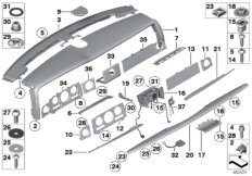 Передняя панель, верхняя часть для ROLLS-ROYCE RR2 Drophead N73 (схема запасных частей)