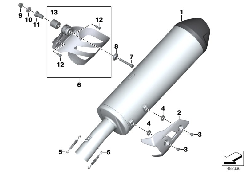 Основной глушитель для MOTO K71 F 800 GT 17 (0B53, 0B63) 0 (схема запчастей)