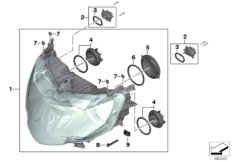 Ксеноновые фары для BMW K61 K 1600 Bagger (0F51, 0F53) 0 (схема запасных частей)
