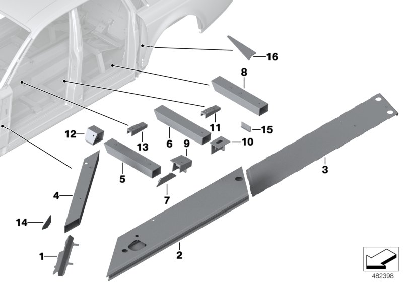 нижние части задних сидений для ROLLS-ROYCE RR1N Phantom N73 (схема запчастей)