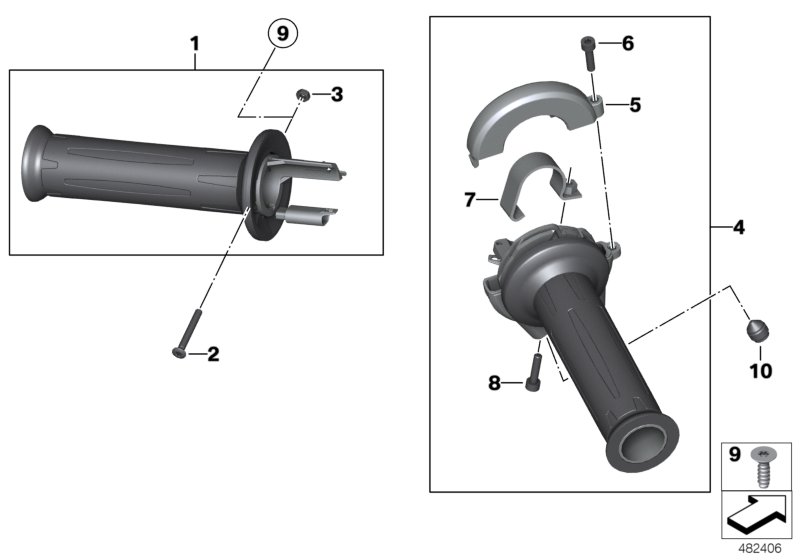Ручка руля обогреваемая для MOTO K25 R 1200 GS 10 (0450,0460) 0 (схема запчастей)
