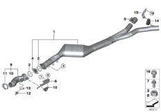 Катализатор/передний доп.глушитель для BMW F15 X5 M50dX N57X (схема запасных частей)