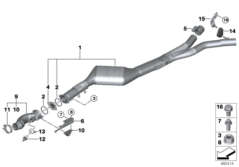 Катализатор/передний доп.глушитель для BMW F15 X5 40dX N57Z (схема запчастей)