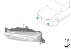 фары противотуманные для BMW G02 X4 30iX B48D (схема запасных частей)