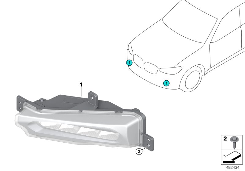 фары противотуманные для BMW G01 X3 25dX (TX55) B47 (схема запчастей)