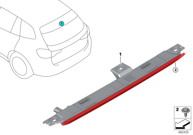 Третий фонарь стоп-сигнала для BMW G01 X3 20i (TR12) B48 (схема запчастей)