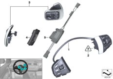 Переключатели и электроника рул. колеса для BMW F25 X3 35dX N57Z (схема запасных частей)